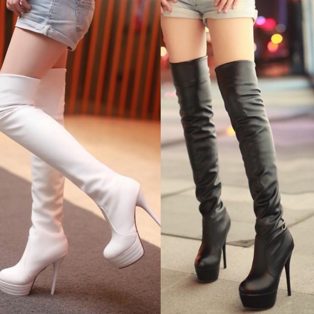 Both still available‼️ Black/White goth High Boots